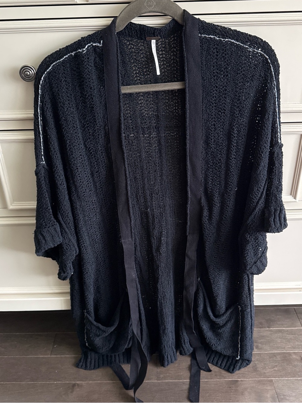 Free people Black Open-Front Knit Cardigan with Pockets